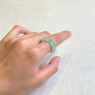 Gransky Genuine Natural Burmese Green Jade Band Ring US 8.5