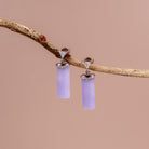 Dainty Dangle White Gold and Diamond Purple Jade Earrings