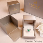 Packaging Of  18k White Gold Rare Round Jadeite Ring