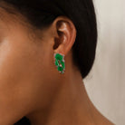 Model wearing Exquisite High Quality 18k White Gold Grade A Natural Jade Earring