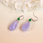 18k White Gold Exquisite High Quality Grade Natural A Purple Jade Drop Earring