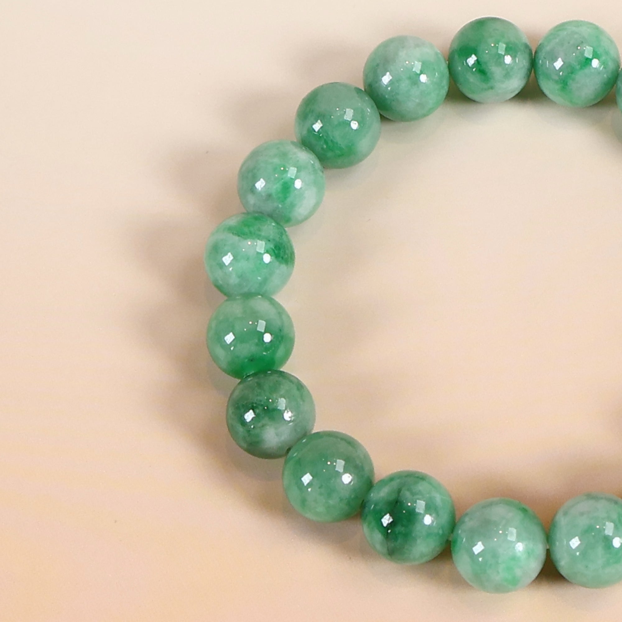 Natural Type A Burmese Bright Green Bead Jade Bracelet