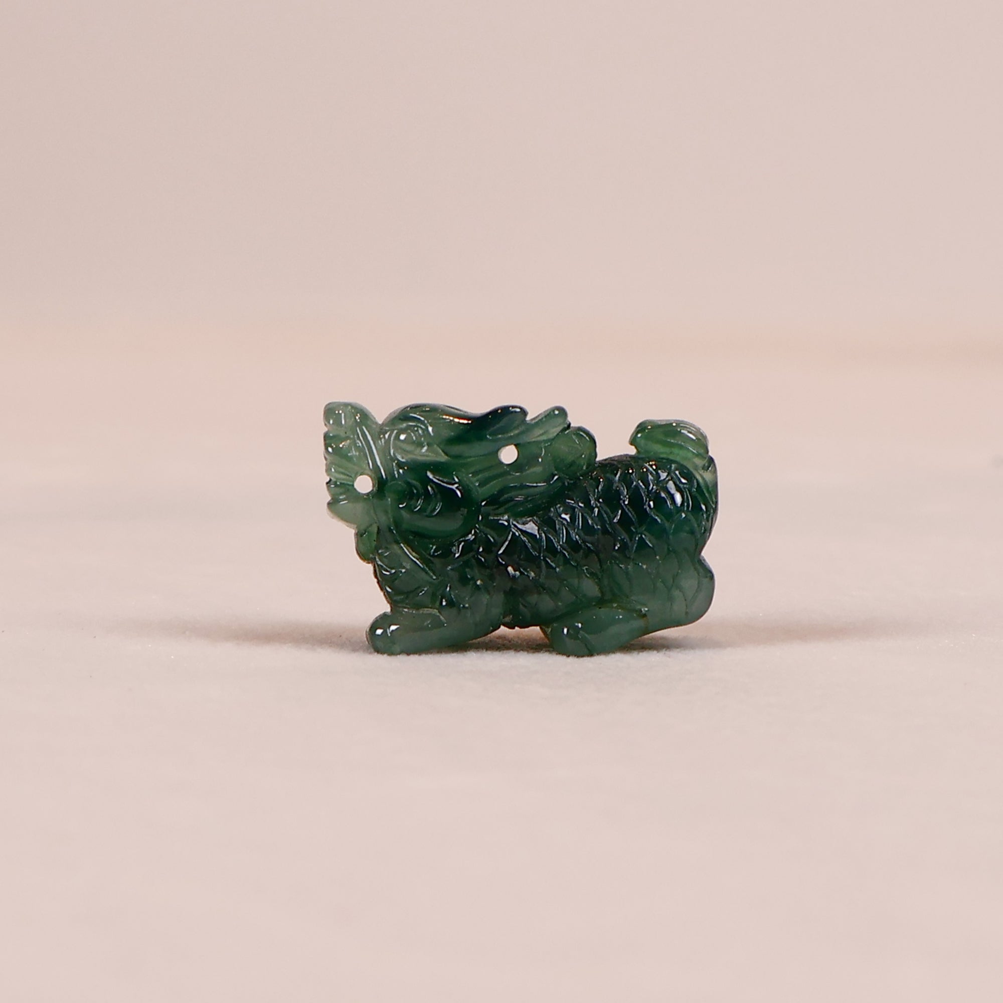 Carved Pale Green Jade Kylin Pendant