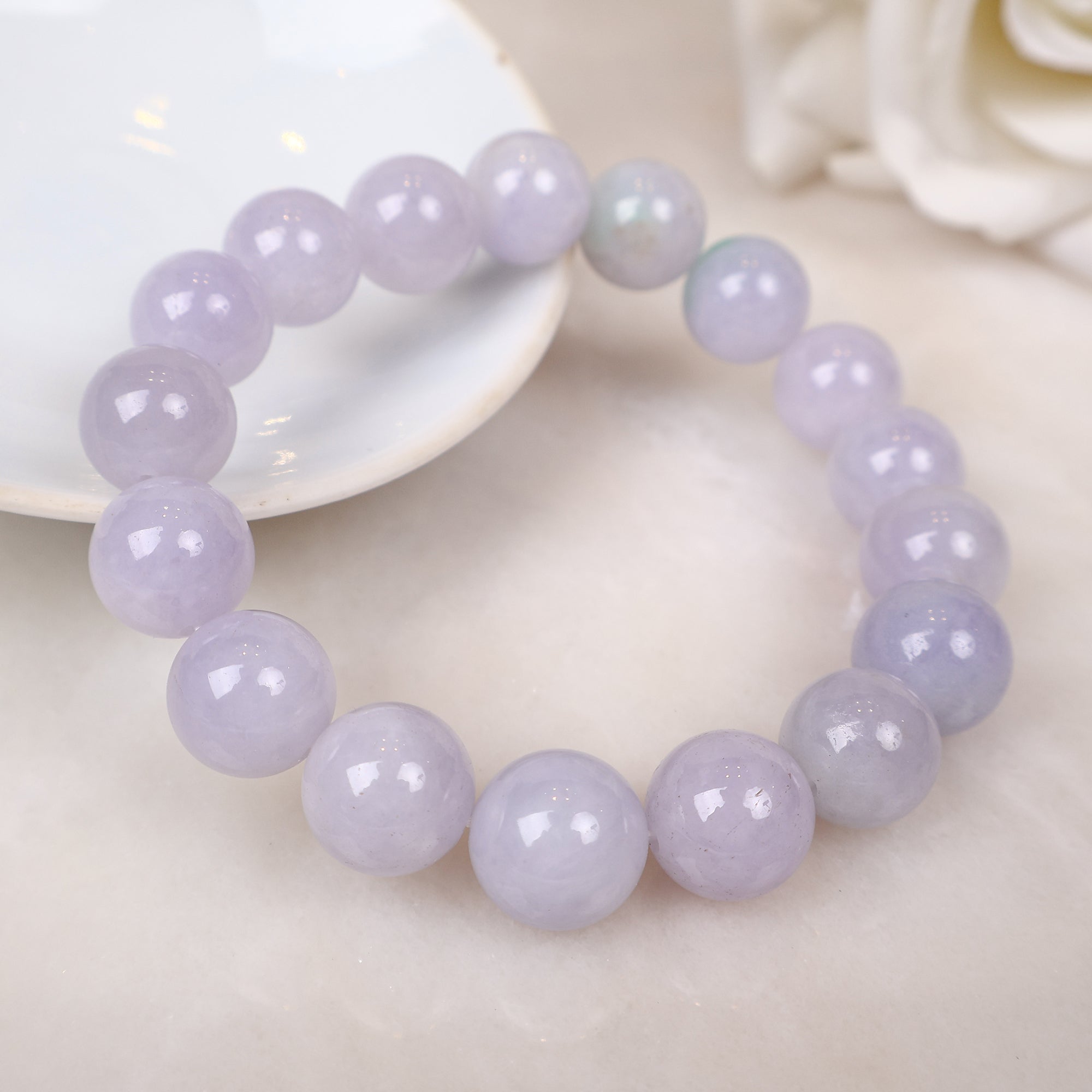 Burmese Natural Purple Jade Beads Bracelet