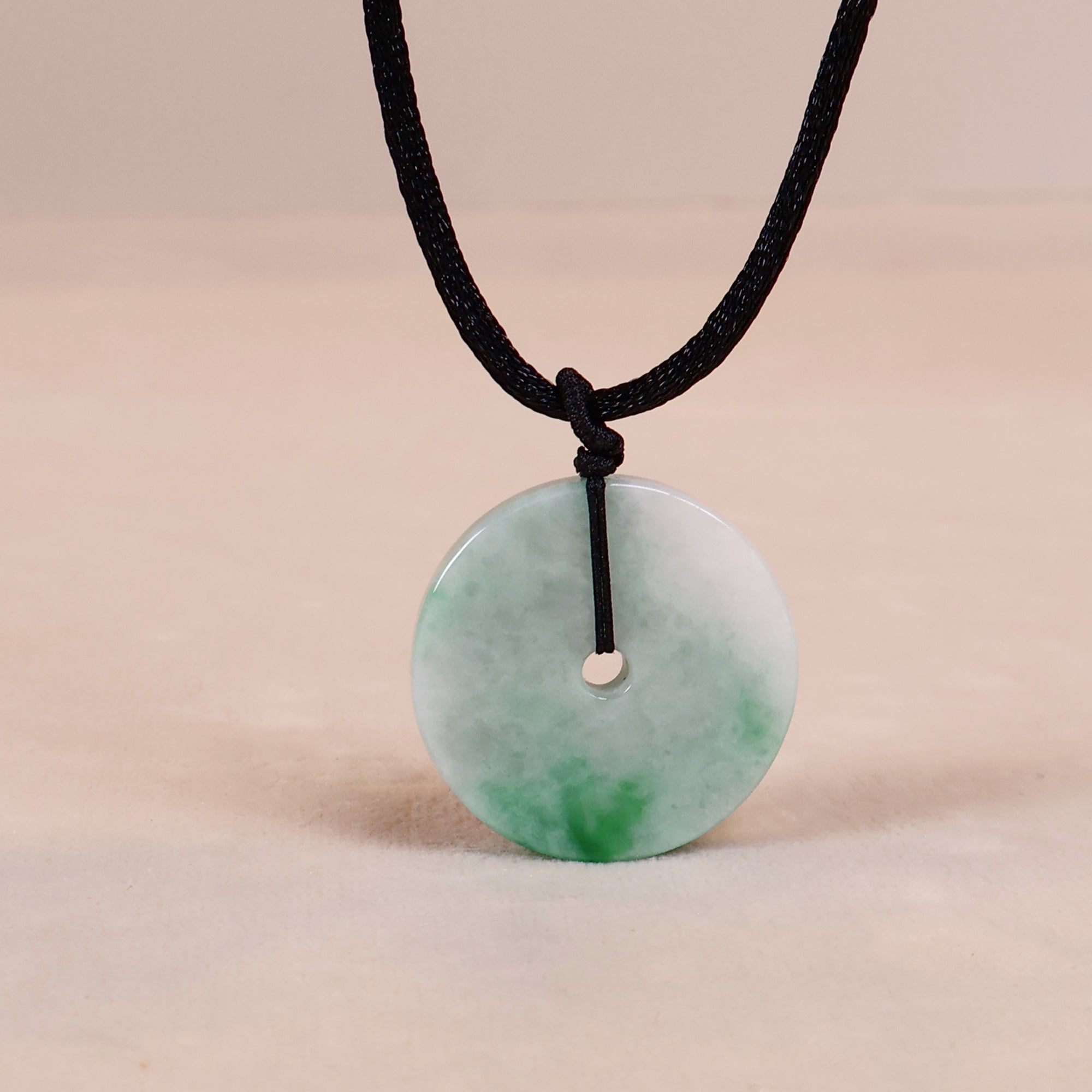 Gransky Men's Peace Jade Disc Pendant Necklace