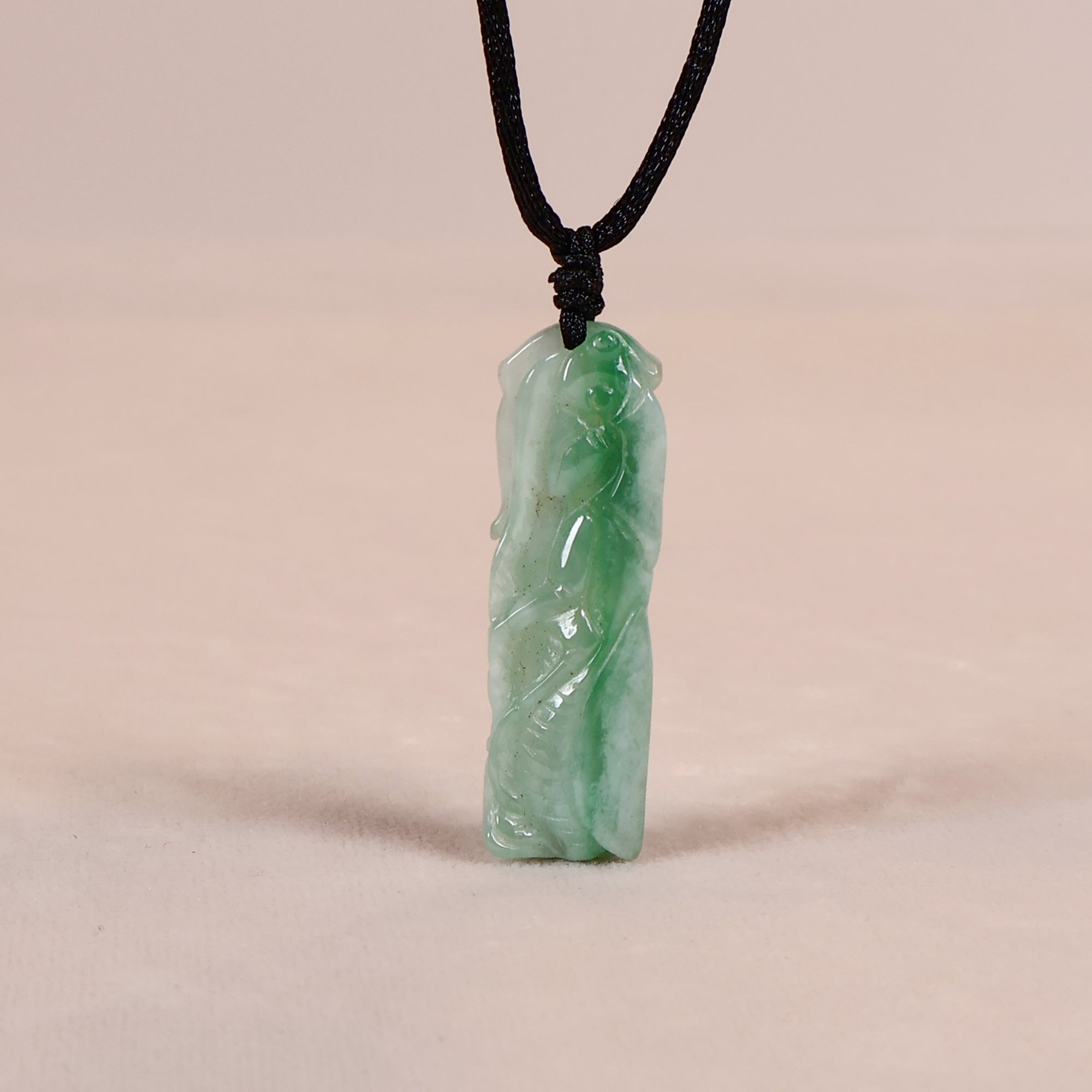 Natural Burmese Jade Hand-Carving Fish Pendant Necklace