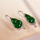 18k White Gold Exquisite High Quality Grade A Jade Drop Earring, Natural Jade and Diamond