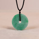 Gransky Green Jade Lucky Donut Pendant Necklace