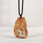 Natural Grade A Carved Lotus Leaf Orange Jade Pendant