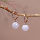 18k Rose Gold Natural Purple Jade Bead Earrings