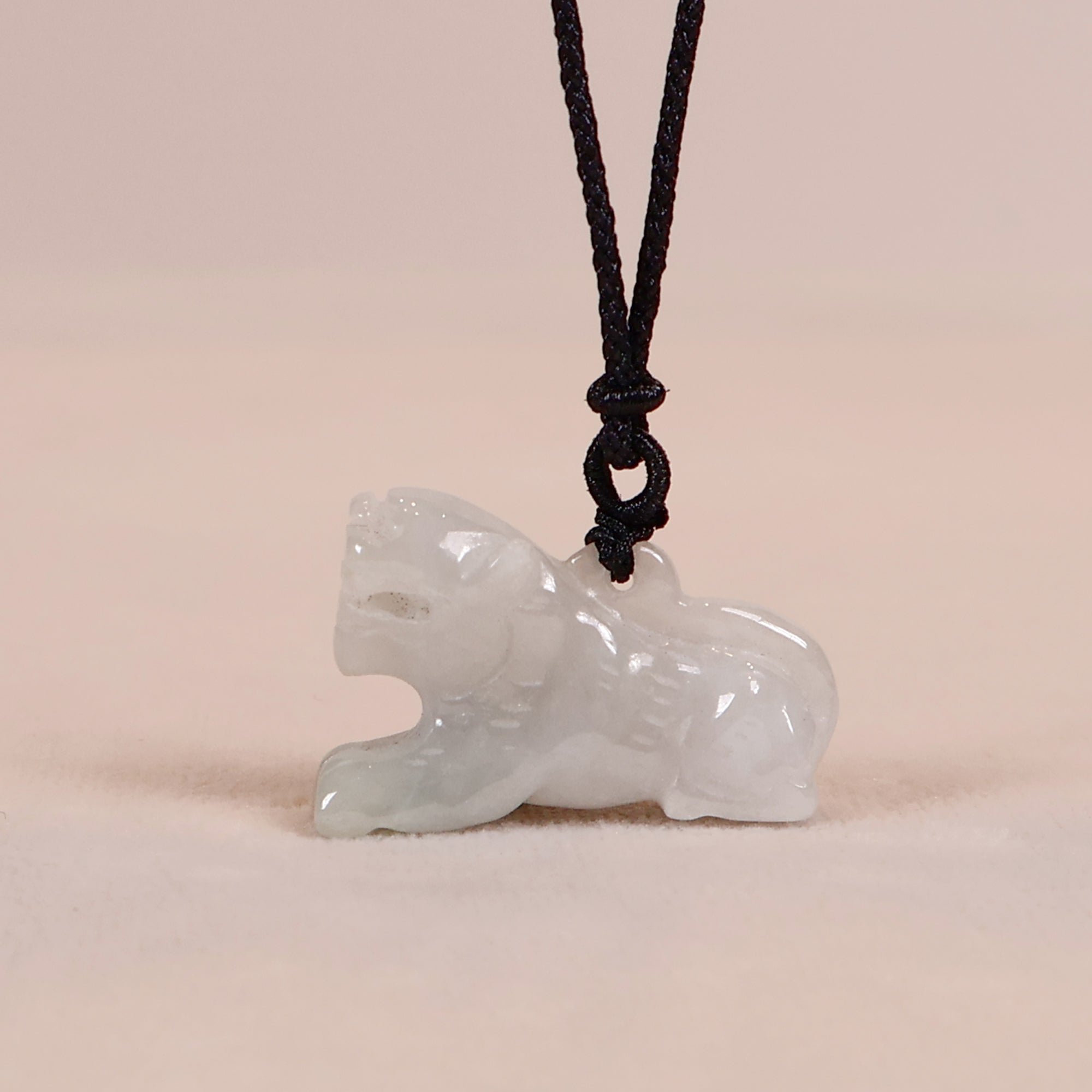 Lilac Burmese Jade Hand-carved Kirin Shape Jade Pendant Necklace