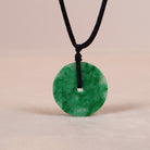 Men's Green Jade Pendant, Peace Jade Disc Pendant