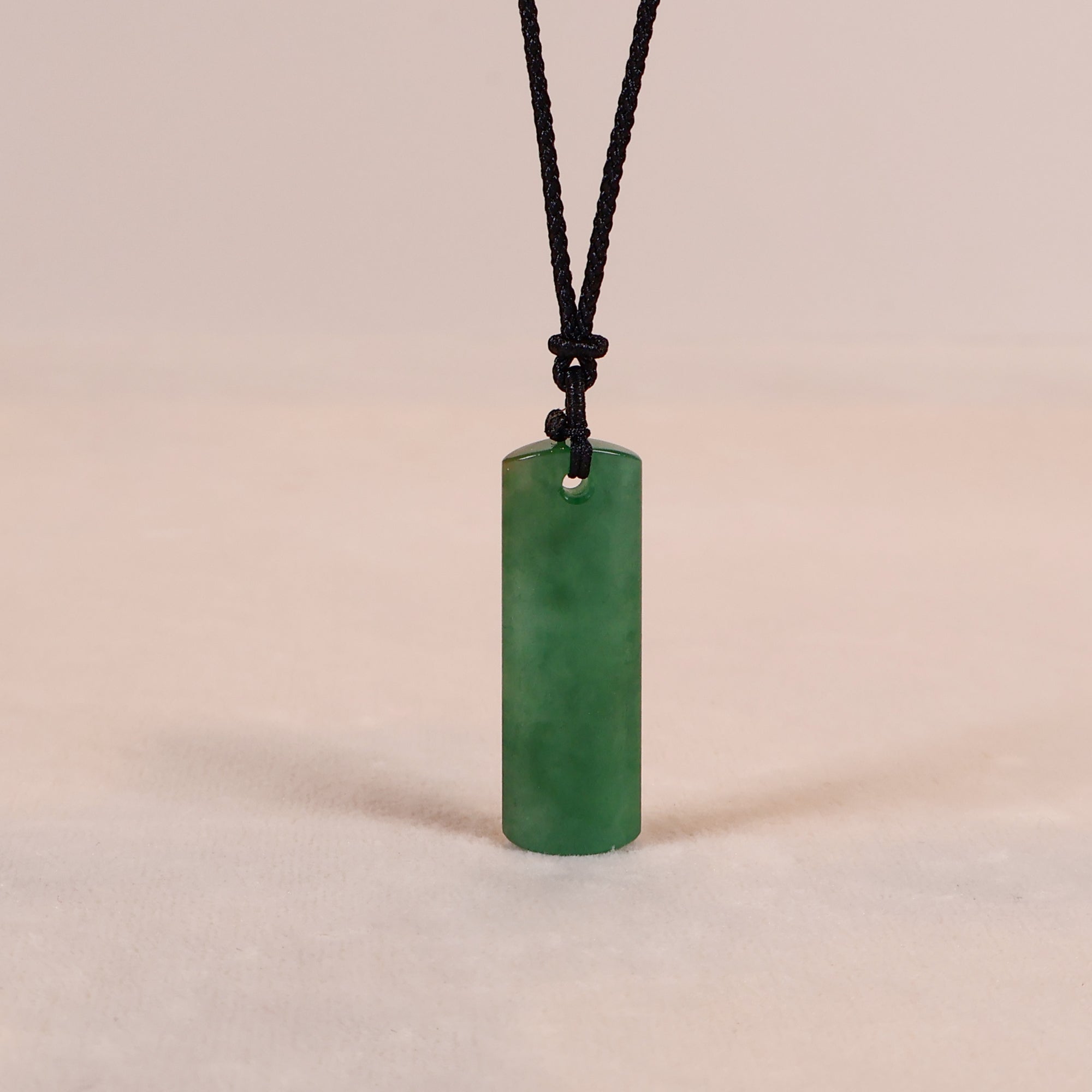 Smooth Intense Green Jade Rectangular Jade Pendant