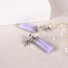 Dainty Dangle White Gold and Diamond Purple Jade Earrings