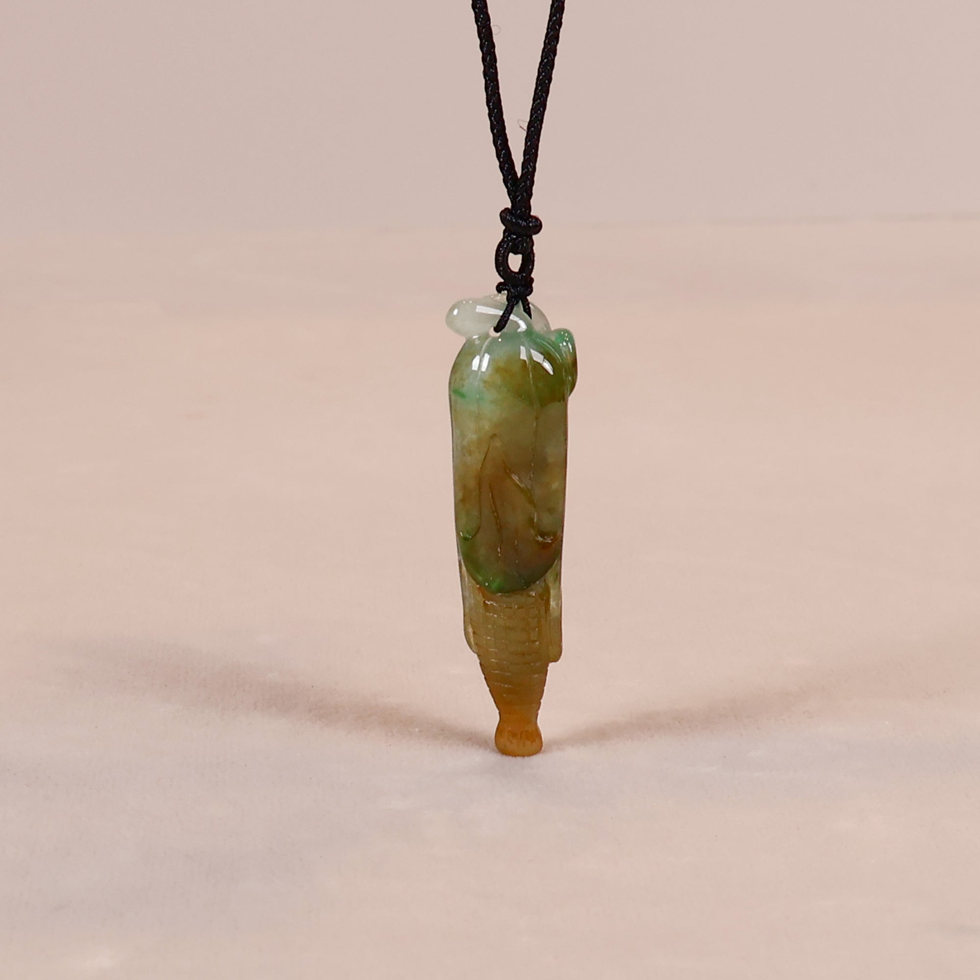 Gransky Tri-Color Handcrafted Carving Corn shape Jade Pendant Necklace