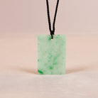 The front of Gransky's Natural Myanmar Rectangular Jade Pendant Necklace