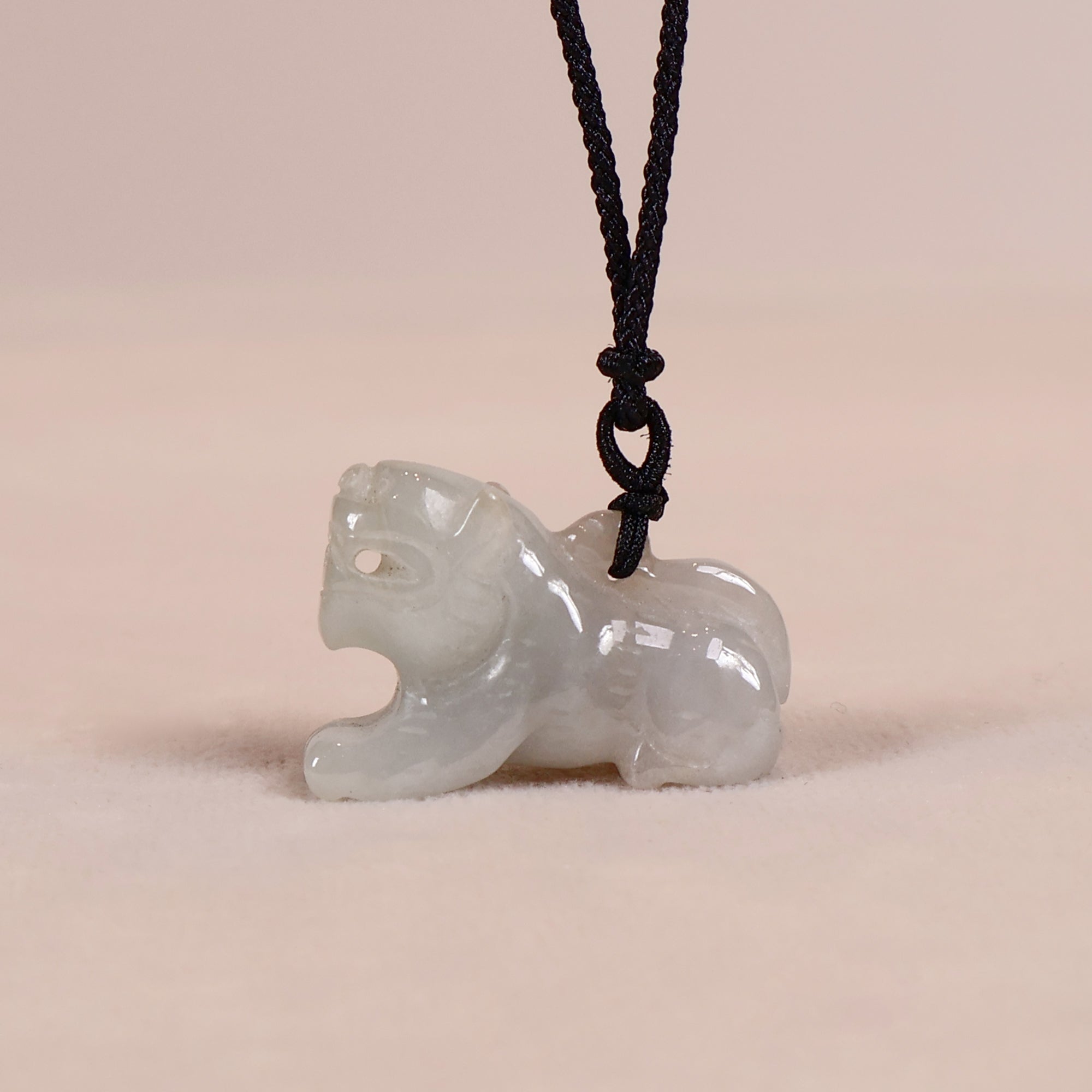 Lilac Burmese Jade Hand-carved Kirin Shape Jade Pendant Necklace