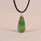 Grasky 18k White Gold Green Tear Drop Minimalist Jade Pendant Necklace