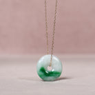 Jade Donut Pendant Necklace Grade A Burmese Green Jadeite