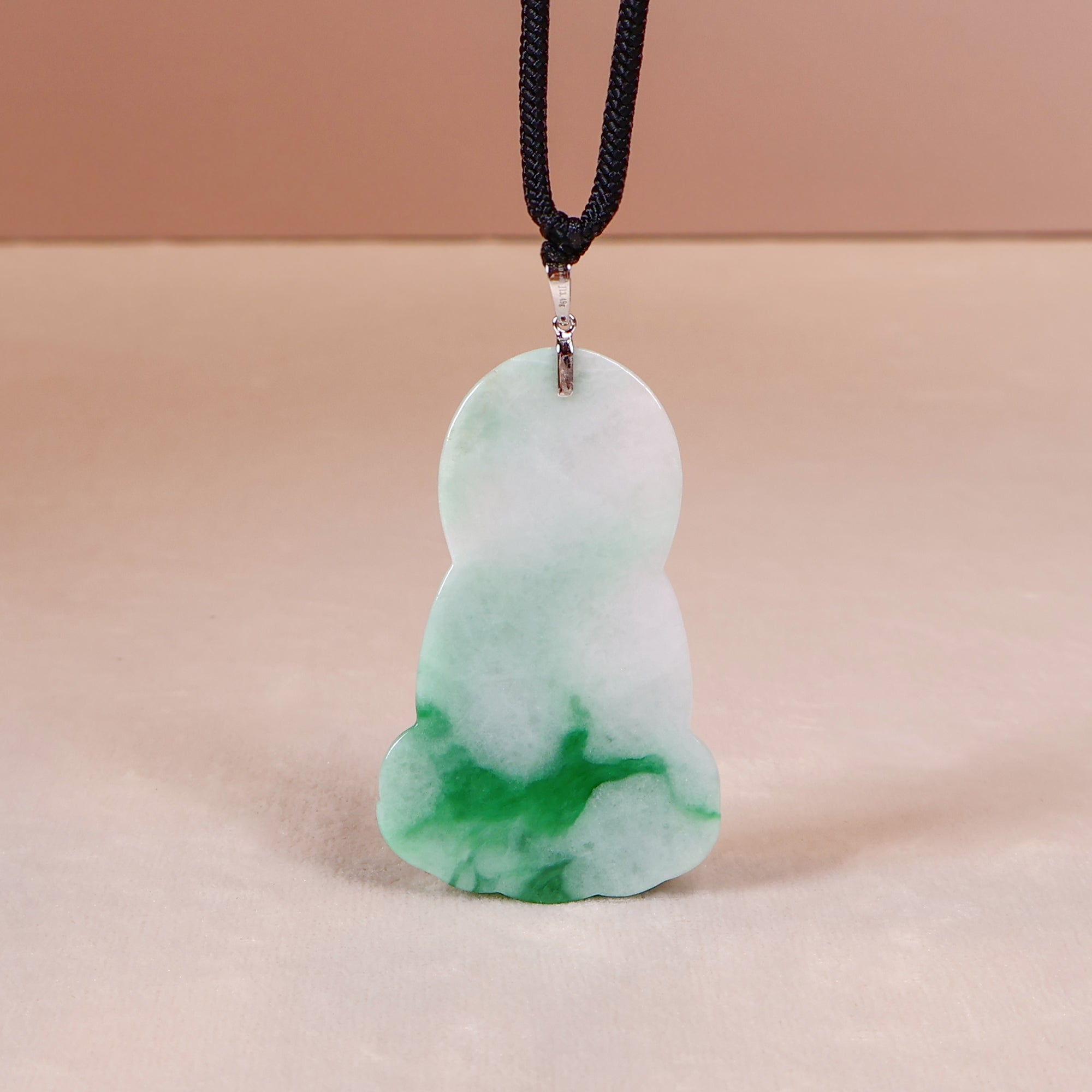 Back of GuanYin Jadeite Jade Pendant Necklace