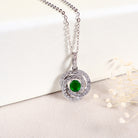 18k White Gold Diamonds Pendant, Natural Jade Necklace