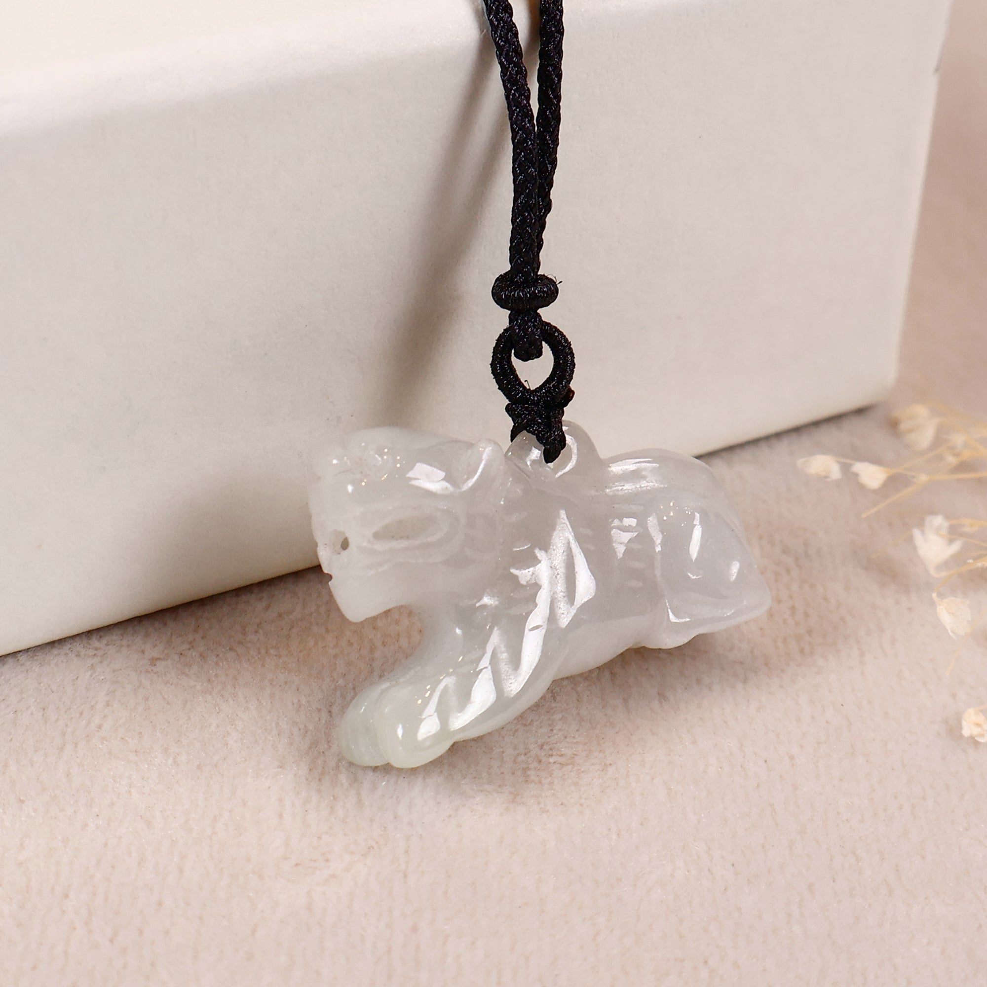 Lilac Burmese Jade Hand-carved Kirin Shape Jade Pendant Necklace