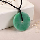 Gransky Green Jade Lucky Donut Pendant Necklace