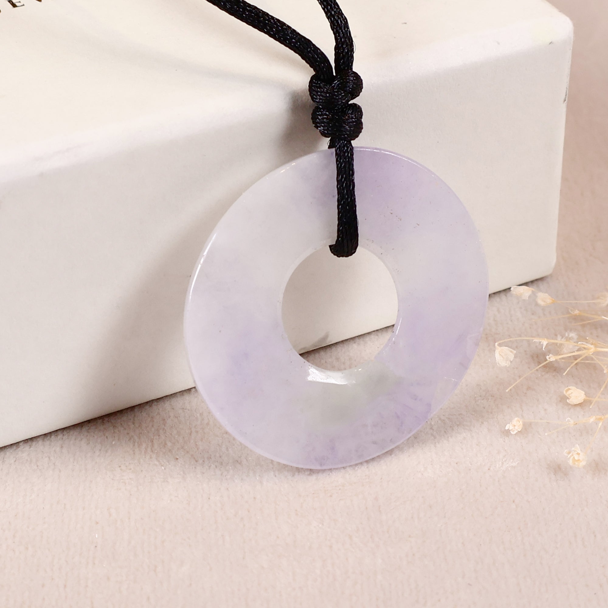 Gransky Thin Oval Purple Jade Pendant Necklace for Women