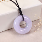 Gransky Jadeite Jewelry Gift A-Grade Natural Purple Jade Donut Necklace Gemstone Men Women Jewelry