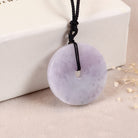 Gransky Natural Genuine Burma Purple Jade Circle Pendant