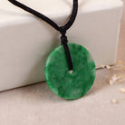 Men's Green Jade Pendant, Peace Jade Disc Pendant