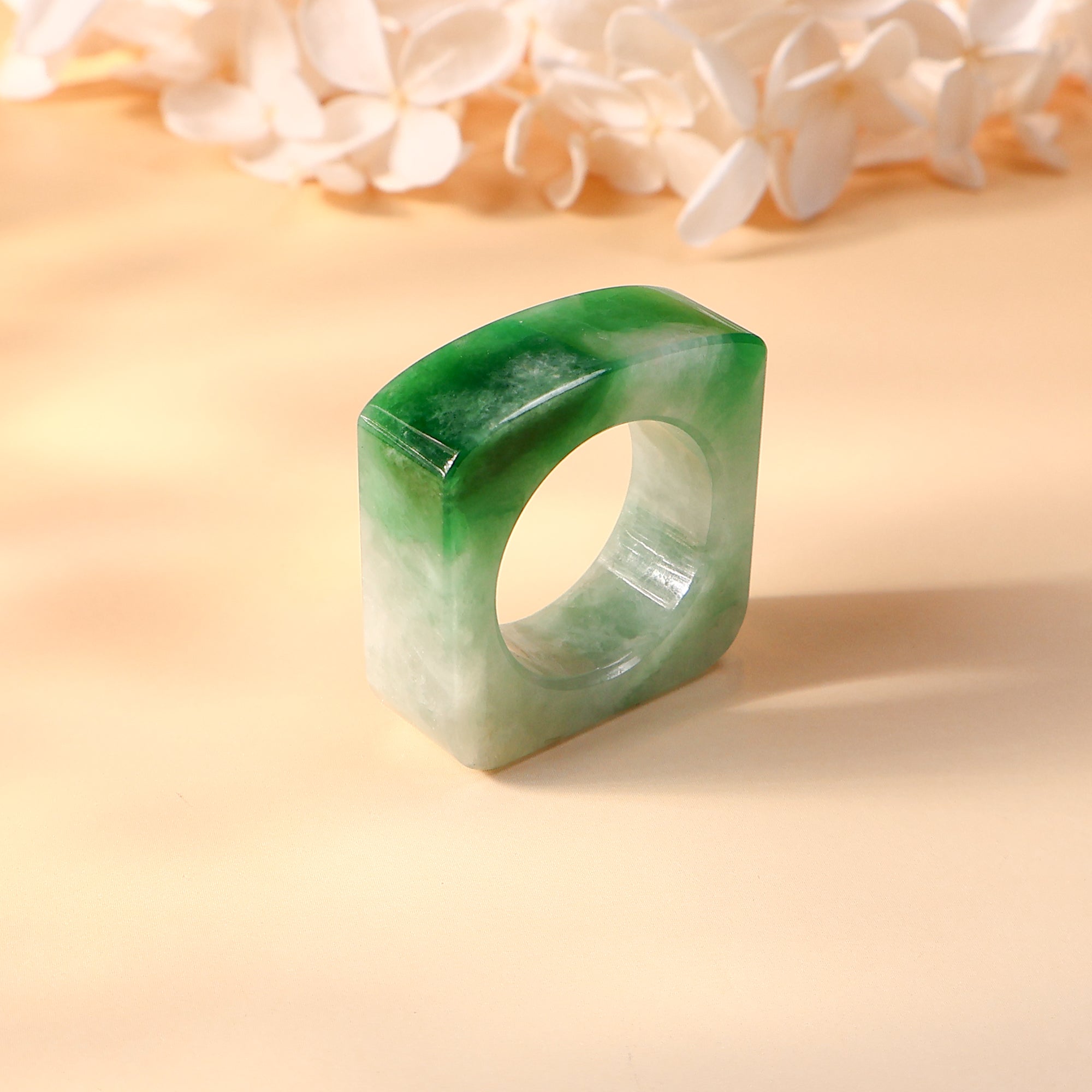 US8.5 Square Flat Top Jade Ring