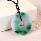 Big Jade Disc Pendant Necklace