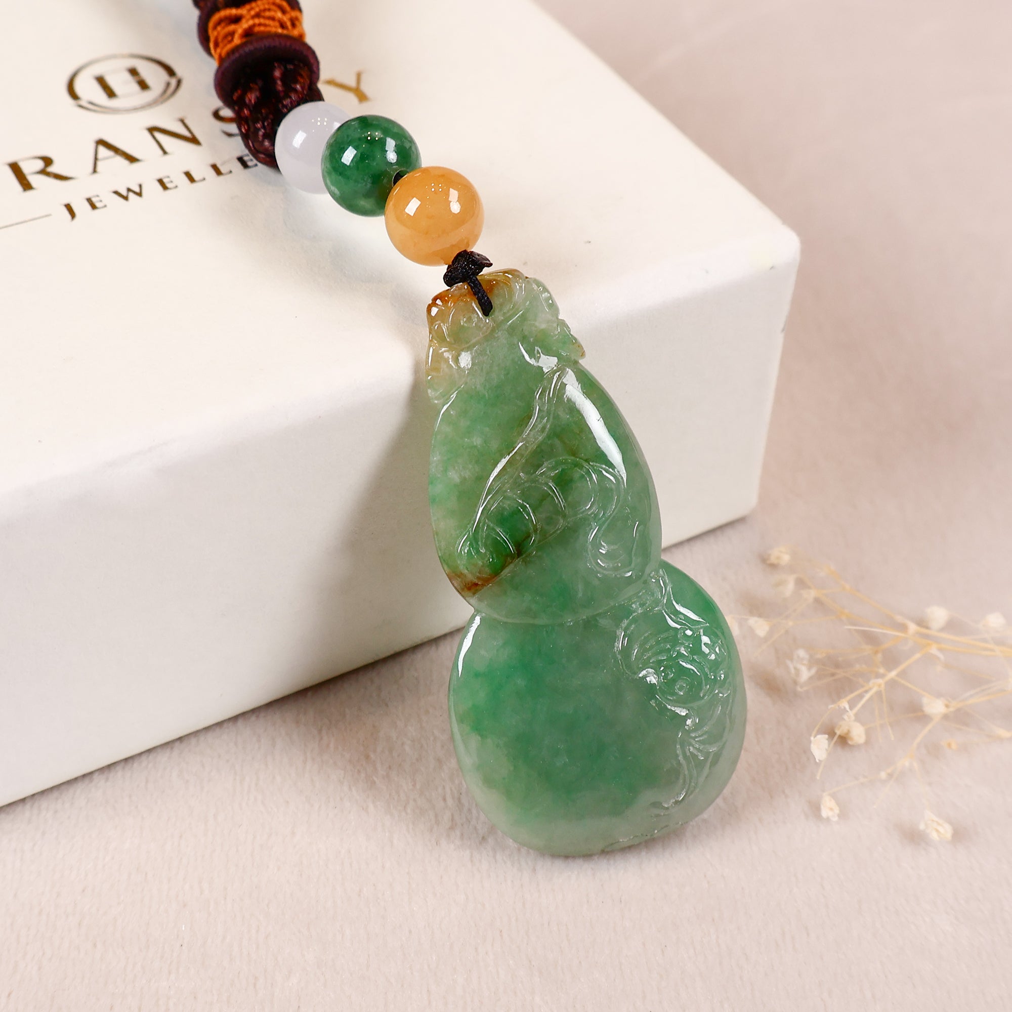 Gransky Natural Type A Burmese Jade Hulu Jade Pendant Necklace