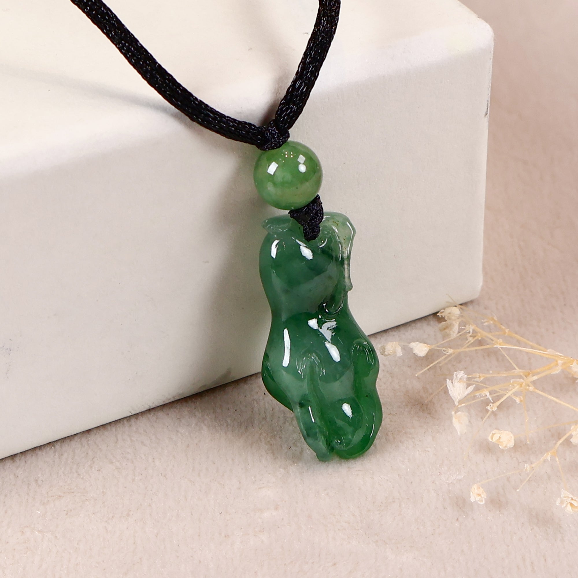 Gransky Jade Pendant Necklace, Vintage Green Jade Pendant