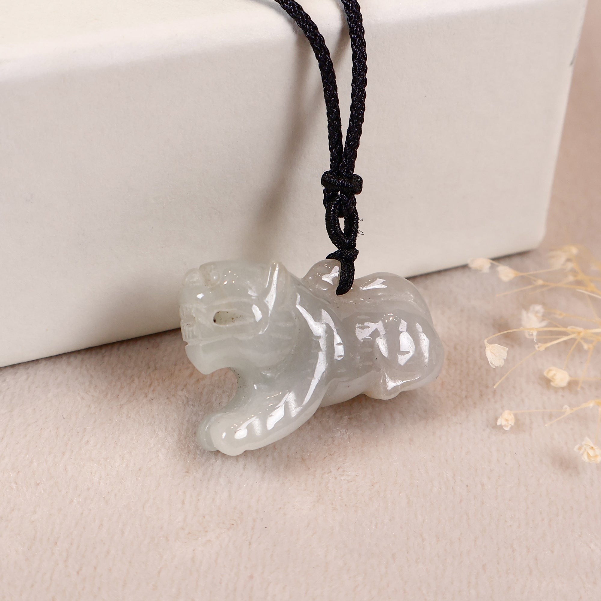 Lilac Burmese Jade Hand-carved Kirin Shape Jade Pendant Necklace