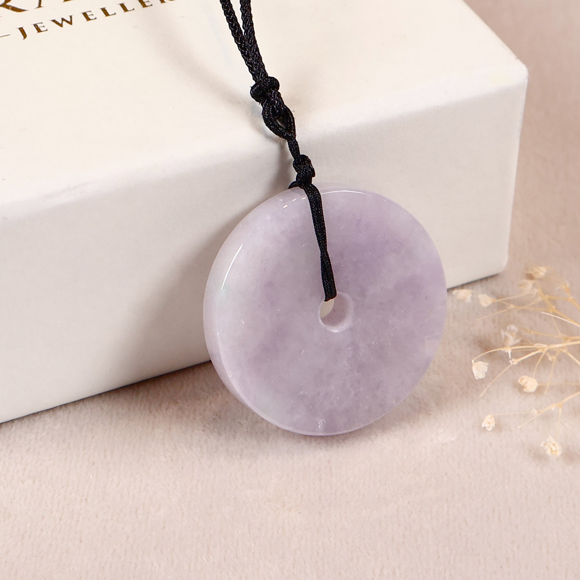 Gransky Purple Jade Disc Pendant Necklace