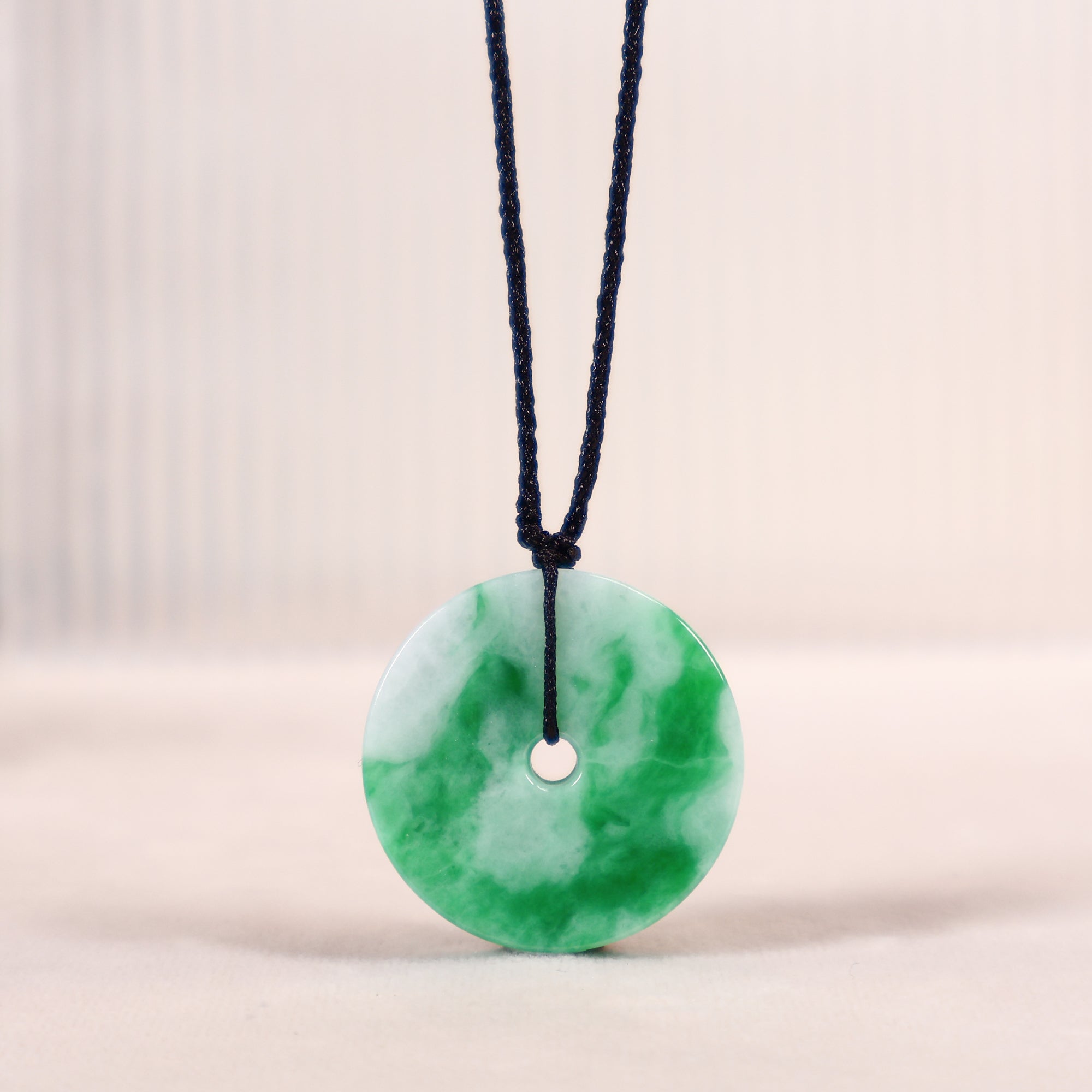 Natural Green Disc Jade Pendant Necklace