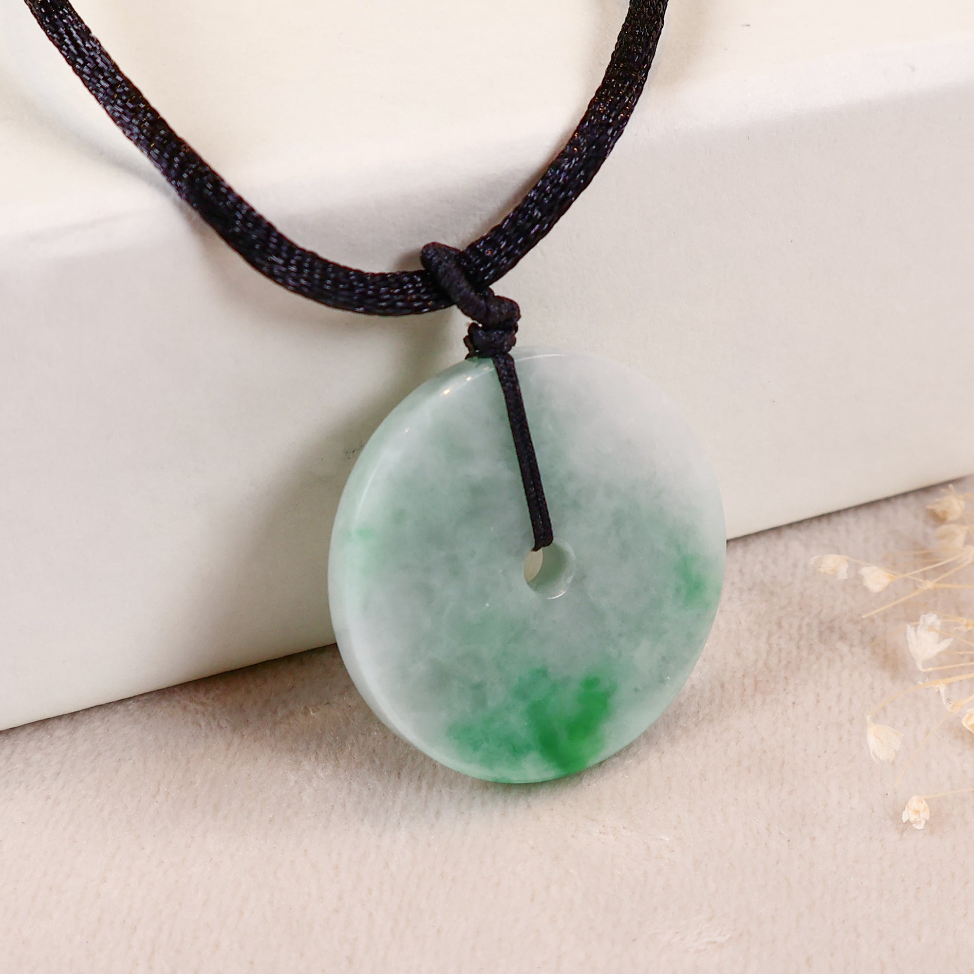 Gransky Men's Peace Jade Disc Pendant Necklace