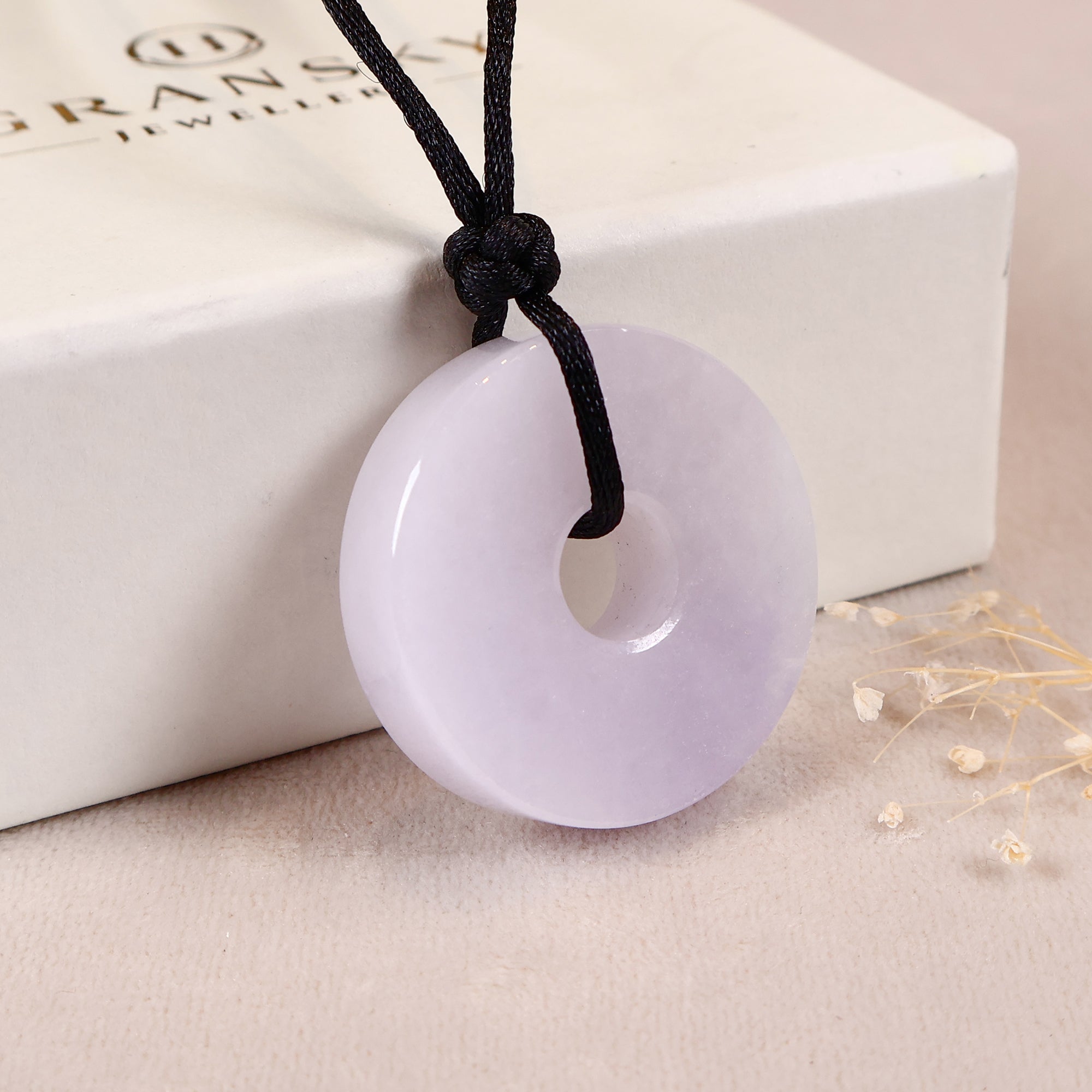 Gransky Thick Round Purple Jade Pendant Necklace for Women