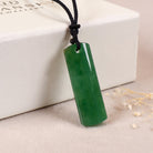 Smooth Intense Green Jade Rectangular Jade Pendant