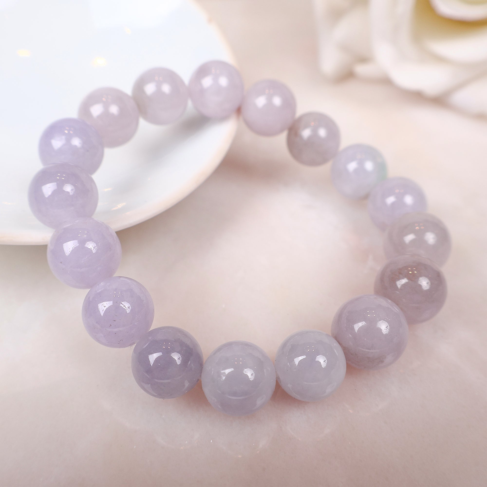 Burmese Natural Purple Jade Beads Bracelet