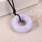 Gransky Jadeite Jewelry Gift A-Grade Natural Purple Jade Donut Necklace Gemstone Men Women Jewelry