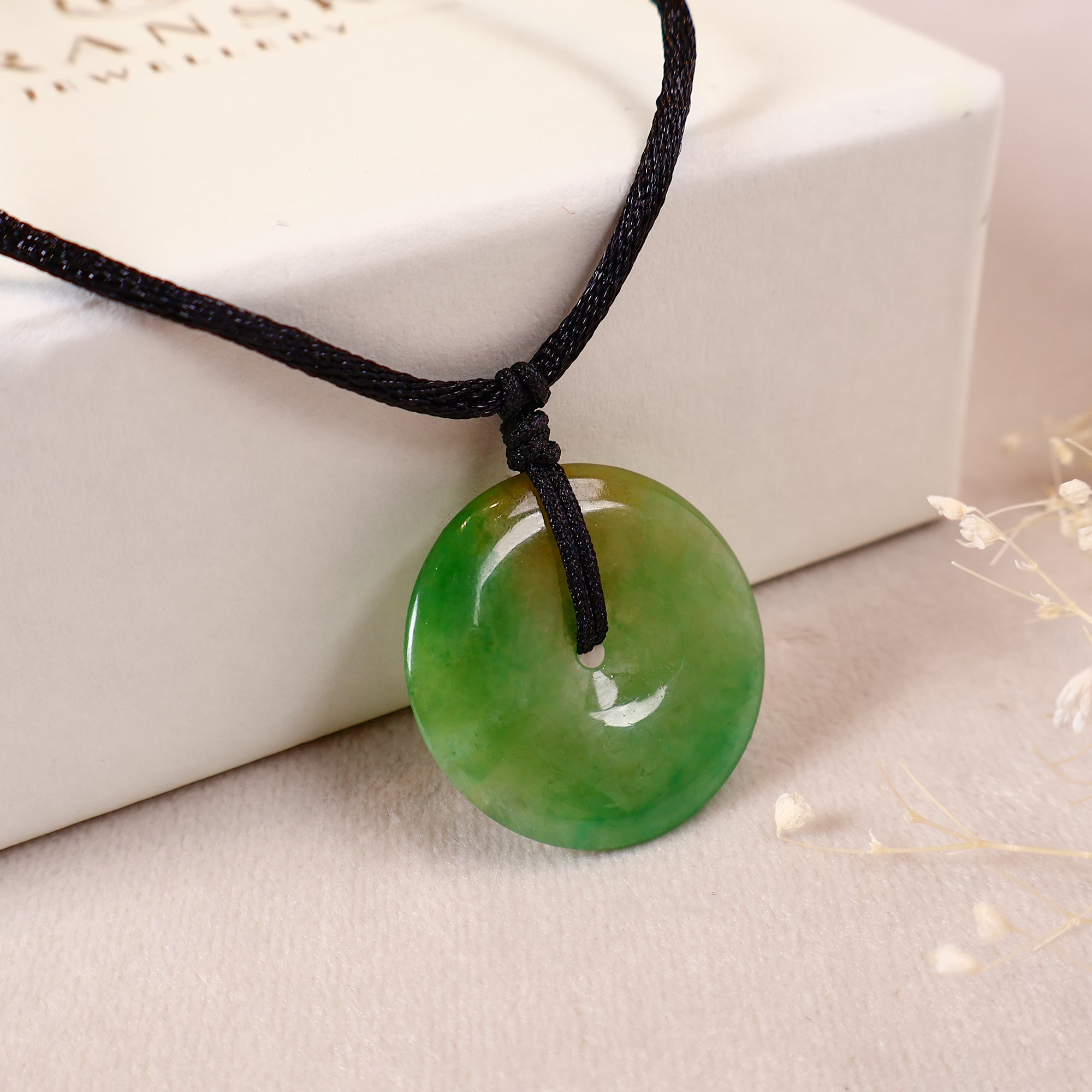 Handmade Round Jade Pendant Necklace