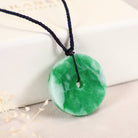 Natural Green Disc Jade Pendant Necklace