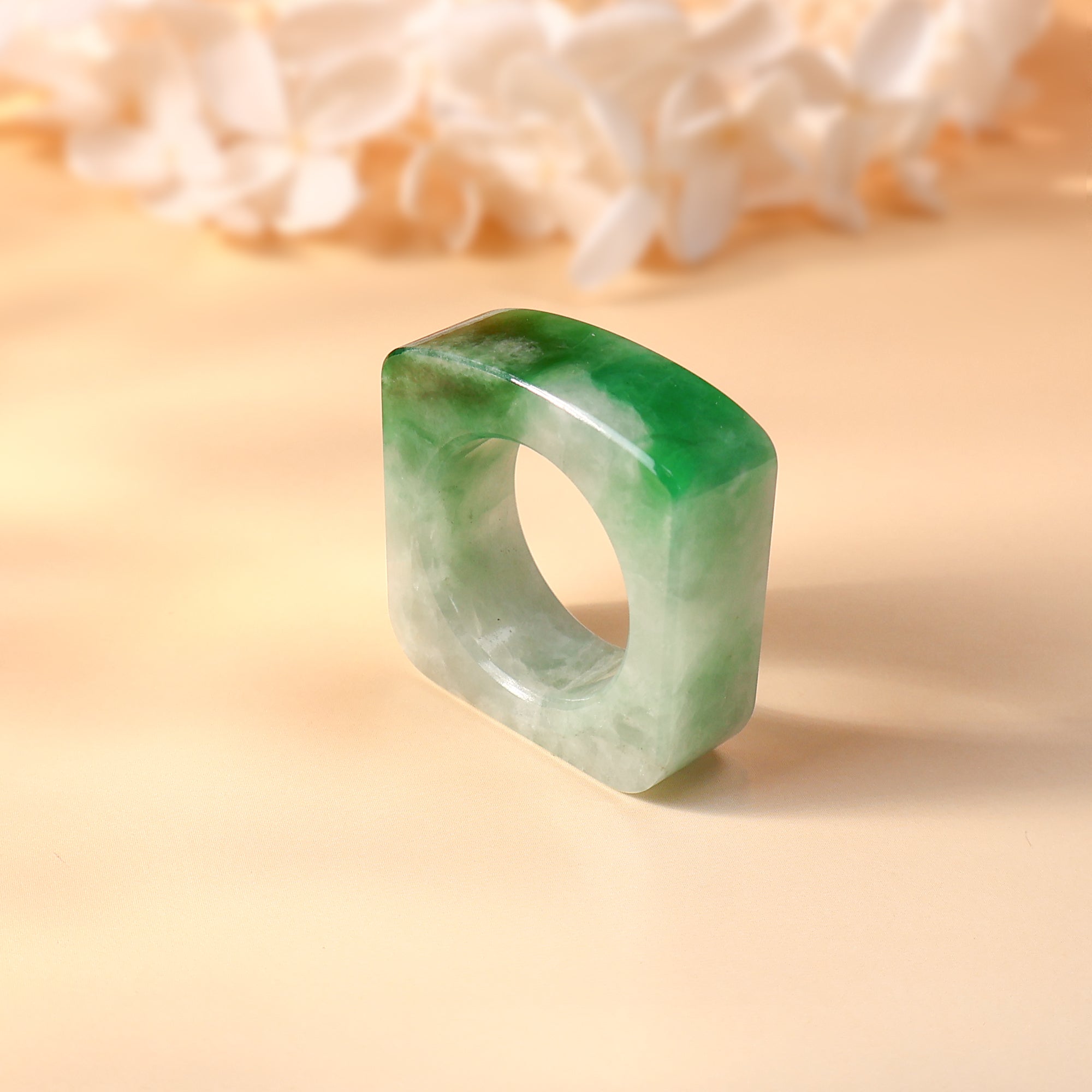 US8.5 Square Flat Top Jade Ring