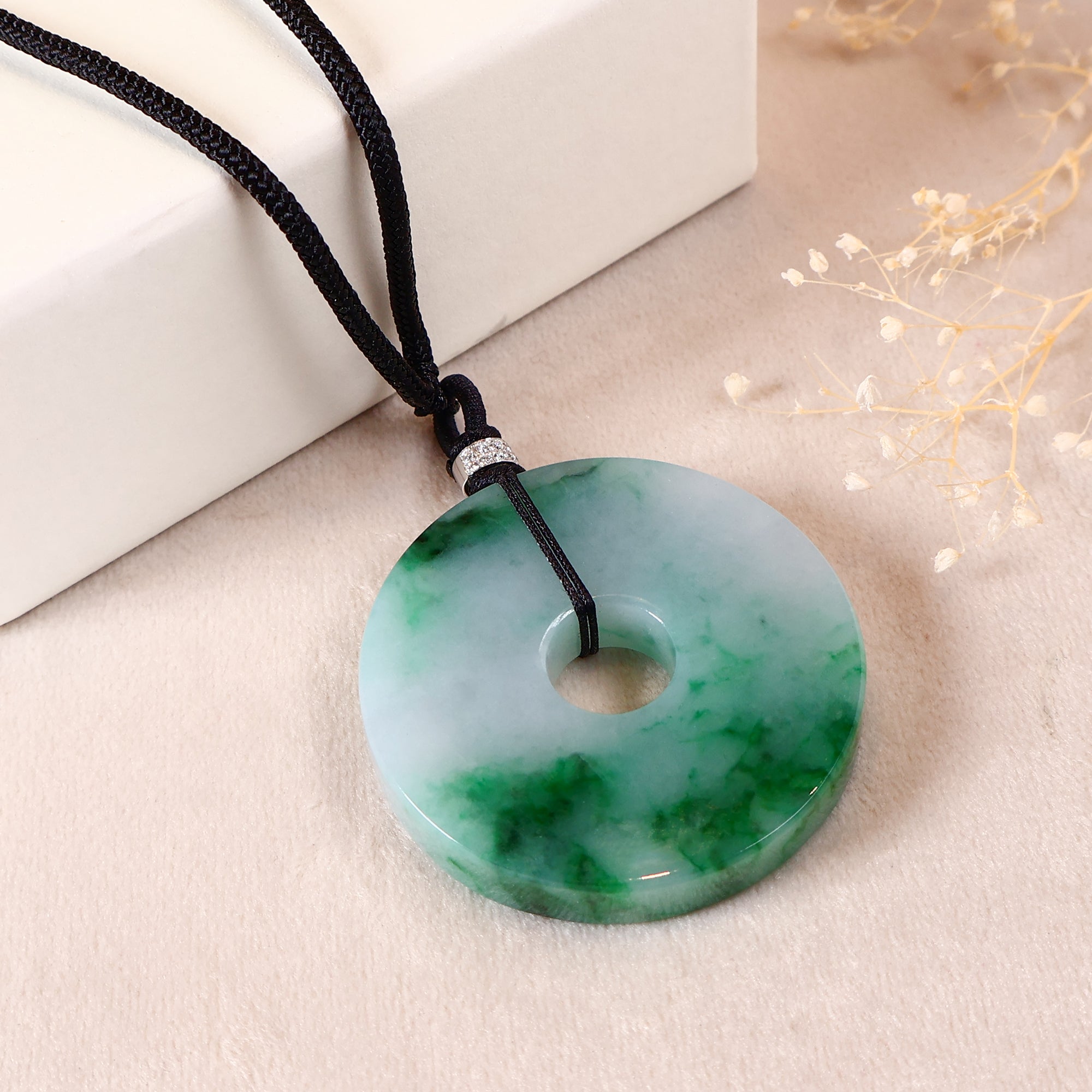 Big Jade Disc Pendant Necklace