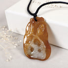 Natural Grade A Carved Lotus Leaf Orange Jade Pendant