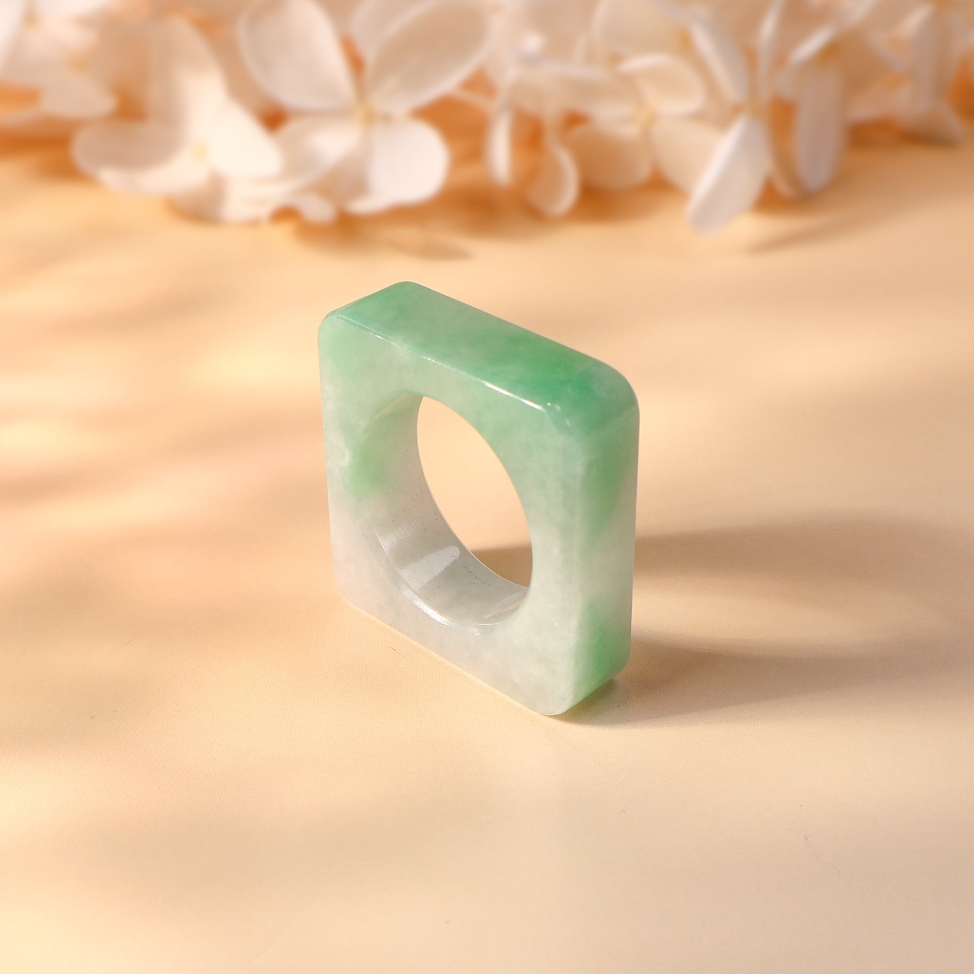 Geometric Square Jadeite Ring