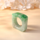 US8.5 Flat Top Green Square Jadeite Ring